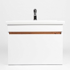 Viant Тумба с раковиной Мальта 70 1 ящик подвесная белая/дуб вотан – фотография-3